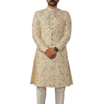 Lucknowi Chikankari Embroidered Pastel Sherwani Achkan with Floral Details | Jaipurio